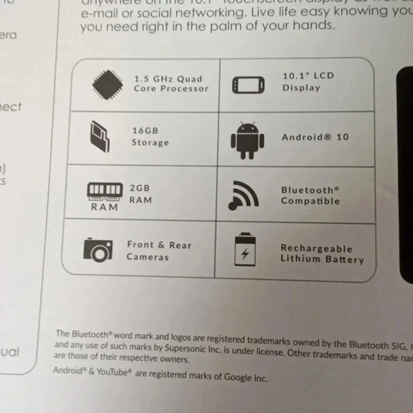 Supersonic android 10 quad core tablet with 2gb ram 16GB storage - Picture 5 of 8
